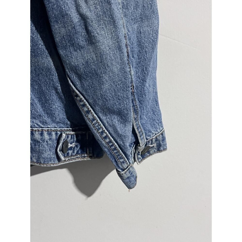 American Eagle Jacket Mens XL Blue Denim Bomber Collared Pockets Cotton Button - Picture 13 of 16